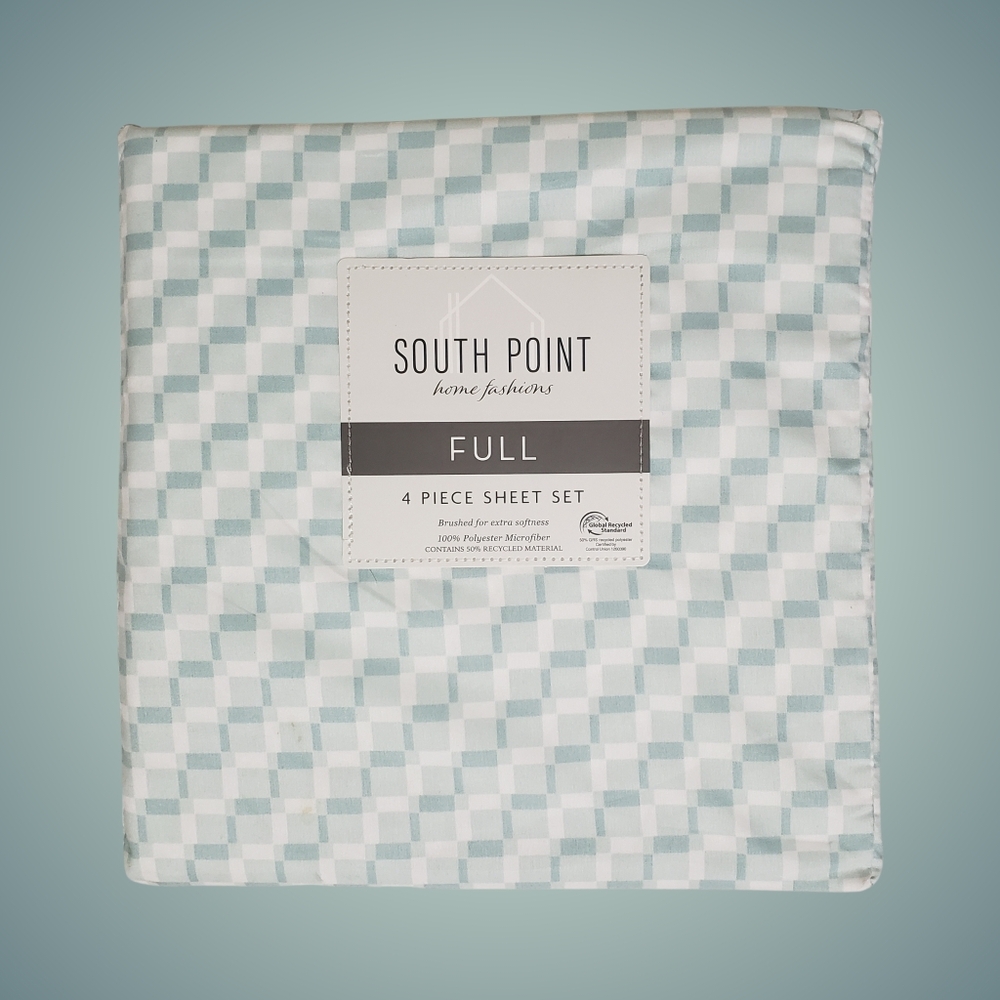 South Point Home Fashions Full Sheet Set 4-Piece Houghton Mint Soft NWT 🛌